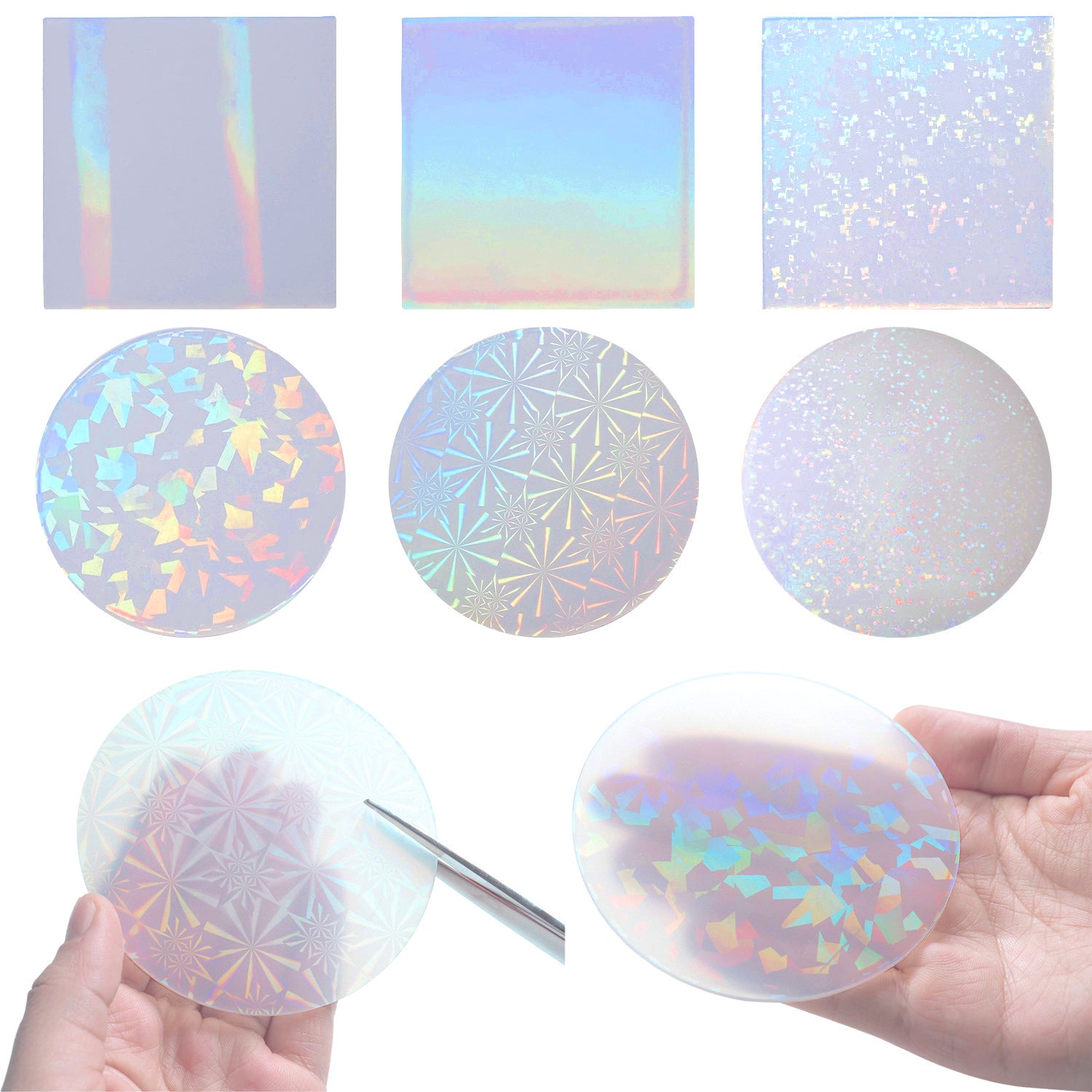 6 PCS Holographic Silicone Pads Inlay 6 Different Textures Tools for Resin Art