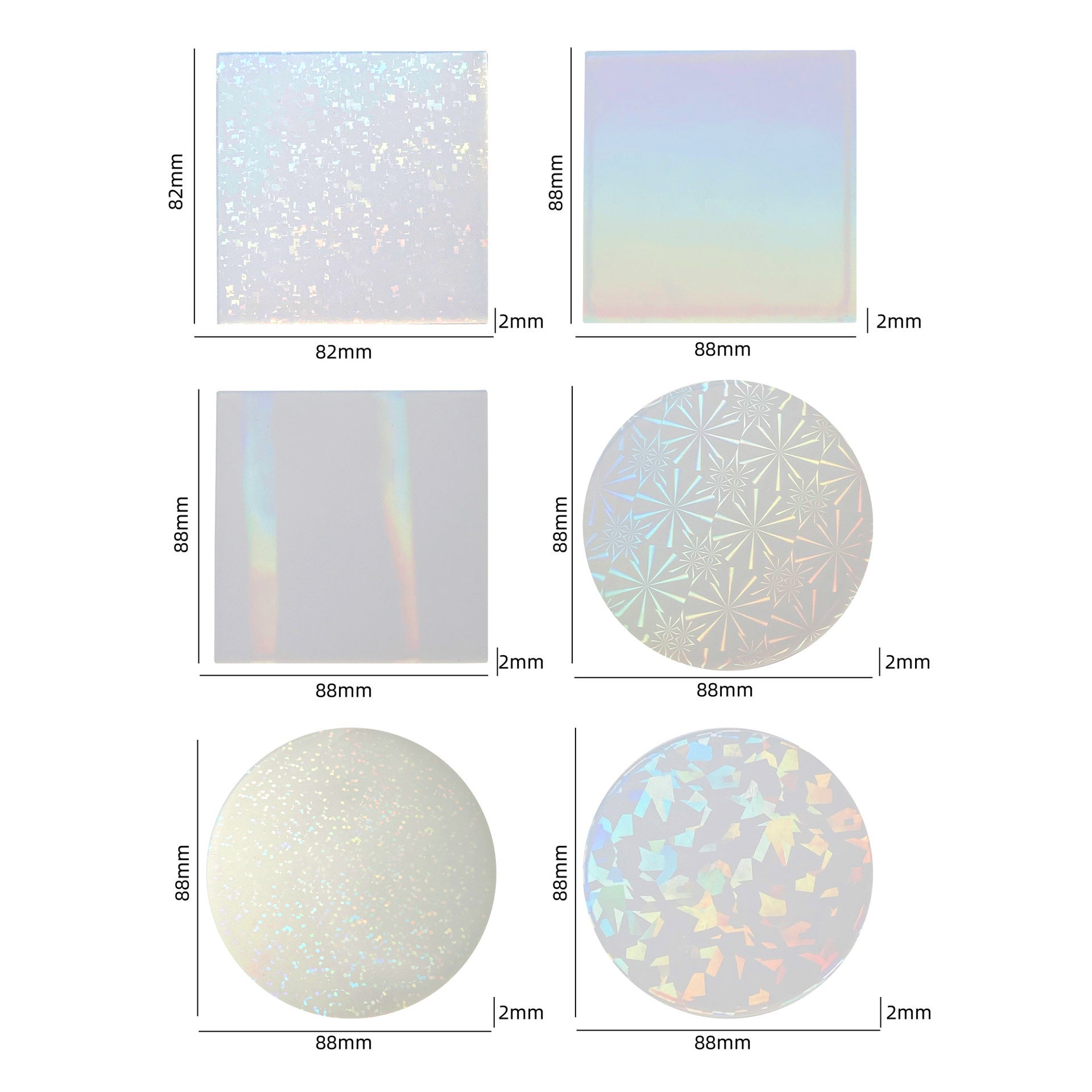 6 PCS Holographic Silicone Pads Inlay 6 Different Textures Tools for Resin Art