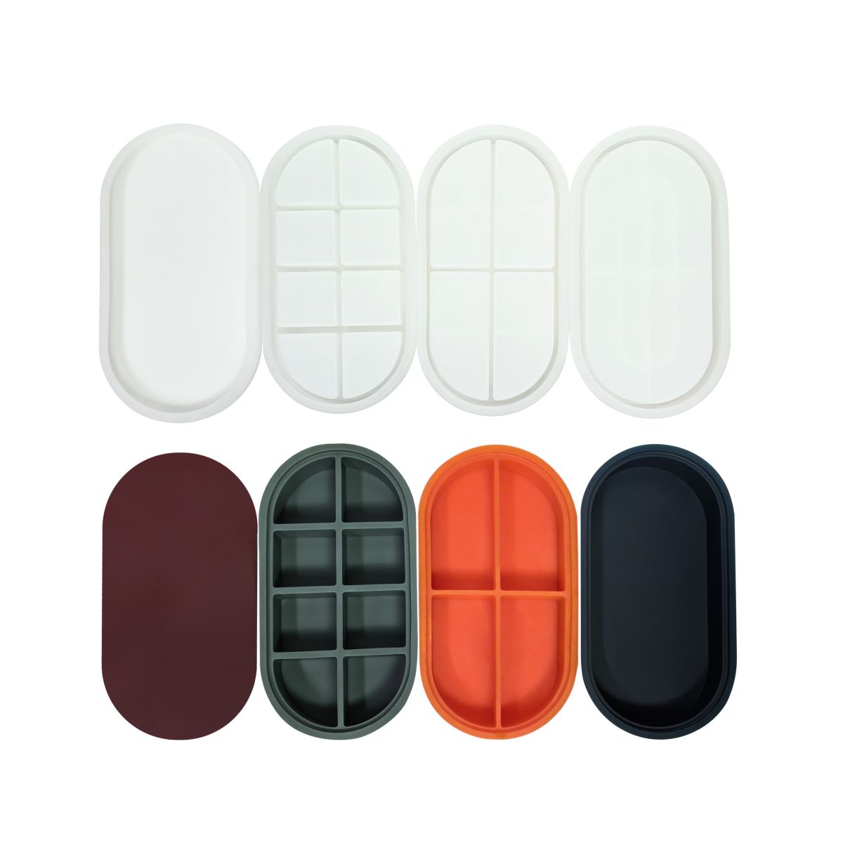 3 Layers Oval Stackable Jewelry Trinkets Storage Box Silicone Mold For Epoxy Resin
